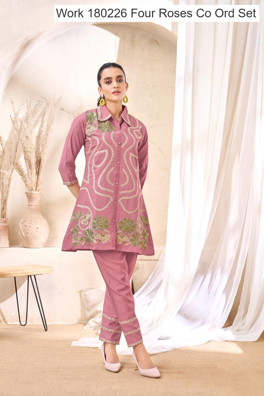 Work 180226 Four Roses Roman Glass Co Ord Set Manufacturer