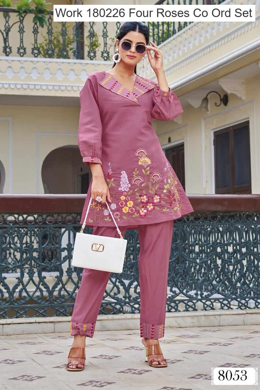 Work 180226 Four Roses Roman Glass Co Ord Set Manufacturer