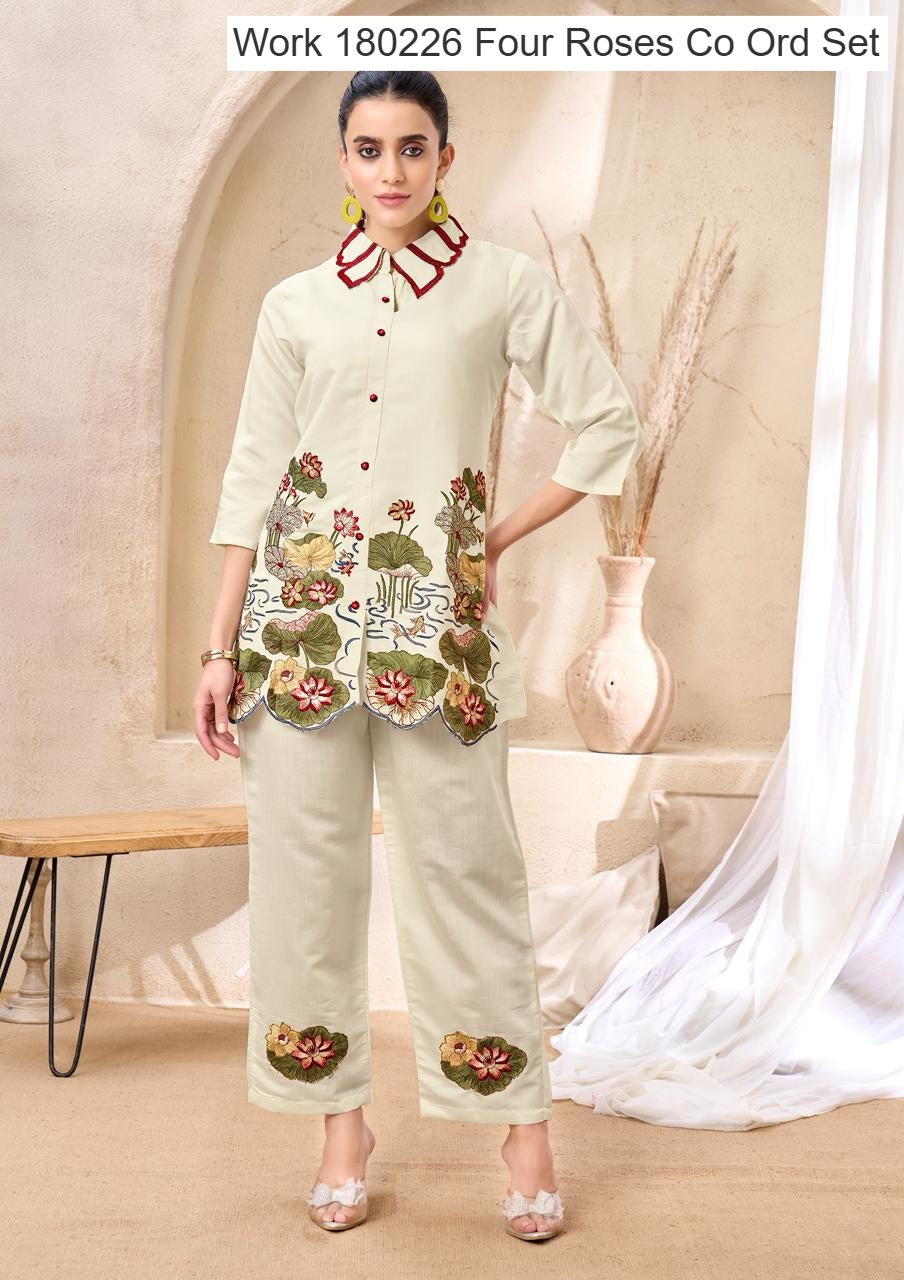 Work 180226 Four Roses Roman Glass Co Ord Set Manufacturer