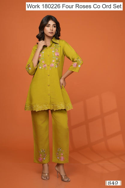 Work 180226 Four Roses Roman Glass Co Ord Set Manufacturer