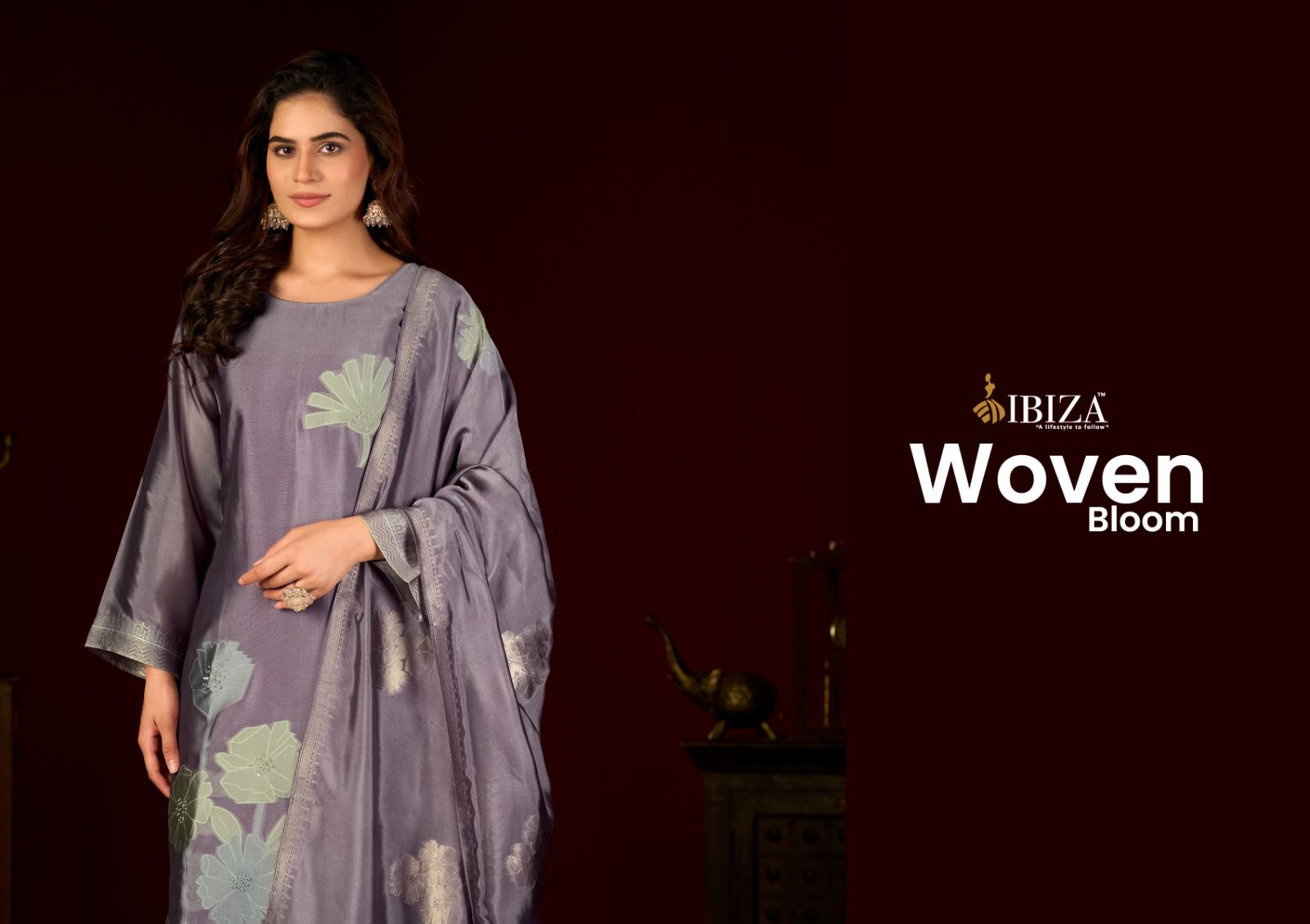 Woven Bloom Ibiza Pure Silk Pant Style Suits Supplier Gujarat