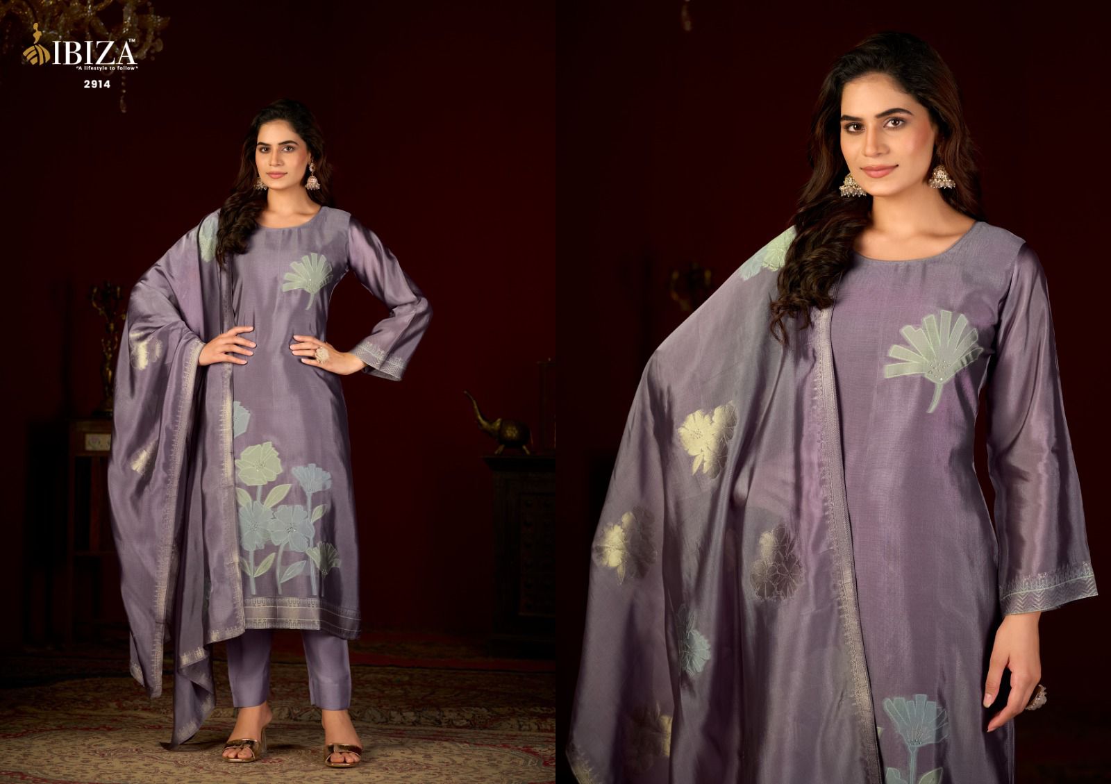 Woven Bloom Ibiza Pure Silk Pant Style Suits Supplier Gujarat