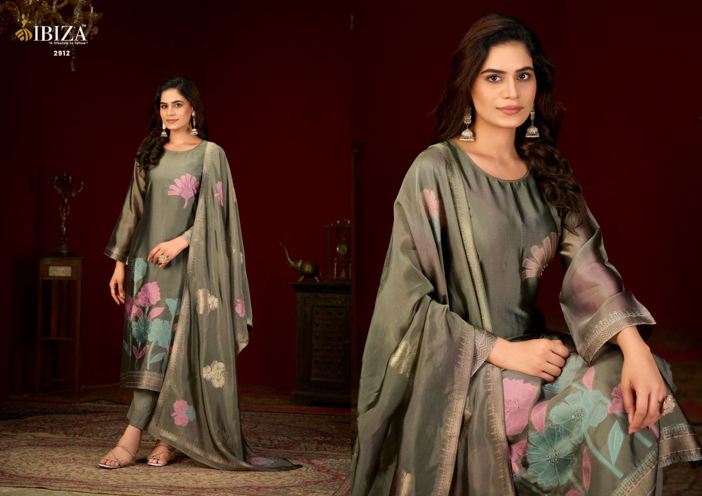 Woven Bloom Ibiza Pure Silk Pant Style Suits Supplier Gujarat