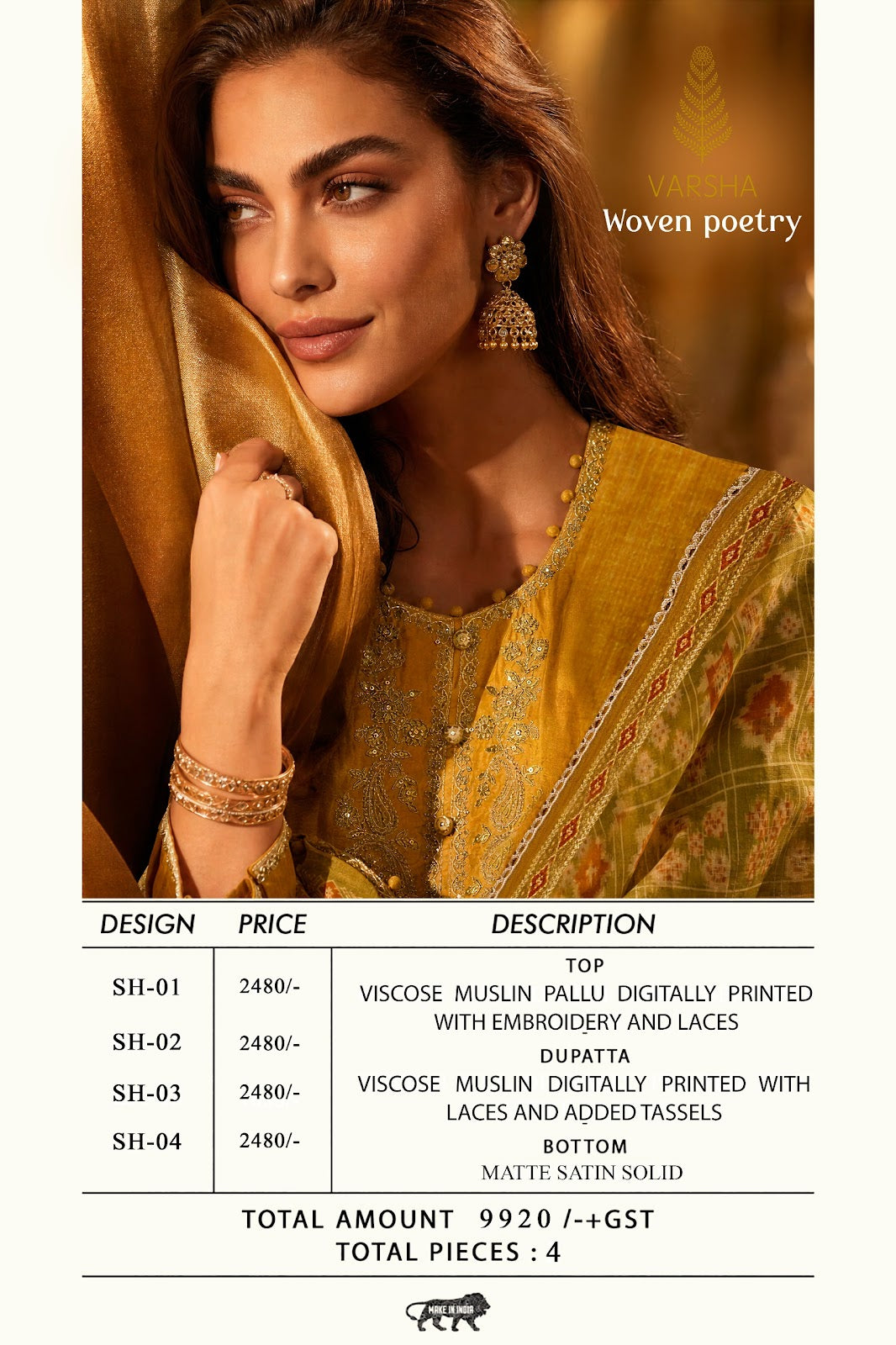 Woven Poetry Varshaa Viscose Muslin Pant Style Suits Wholesale Rate