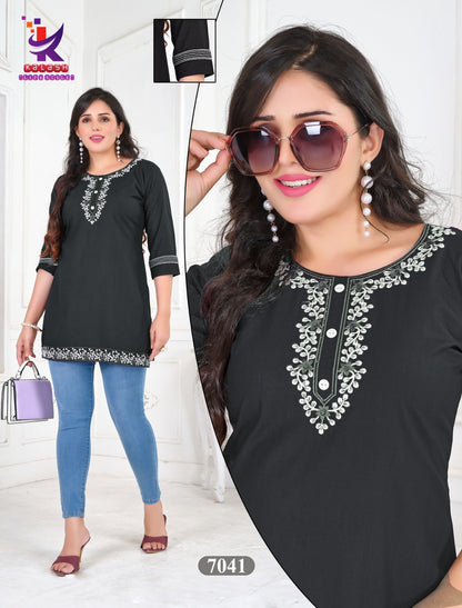 Wow Girl 4 Mlm Kalash Lifestyle Rayon 22Kg Short Kurtis Exporter Gujarat