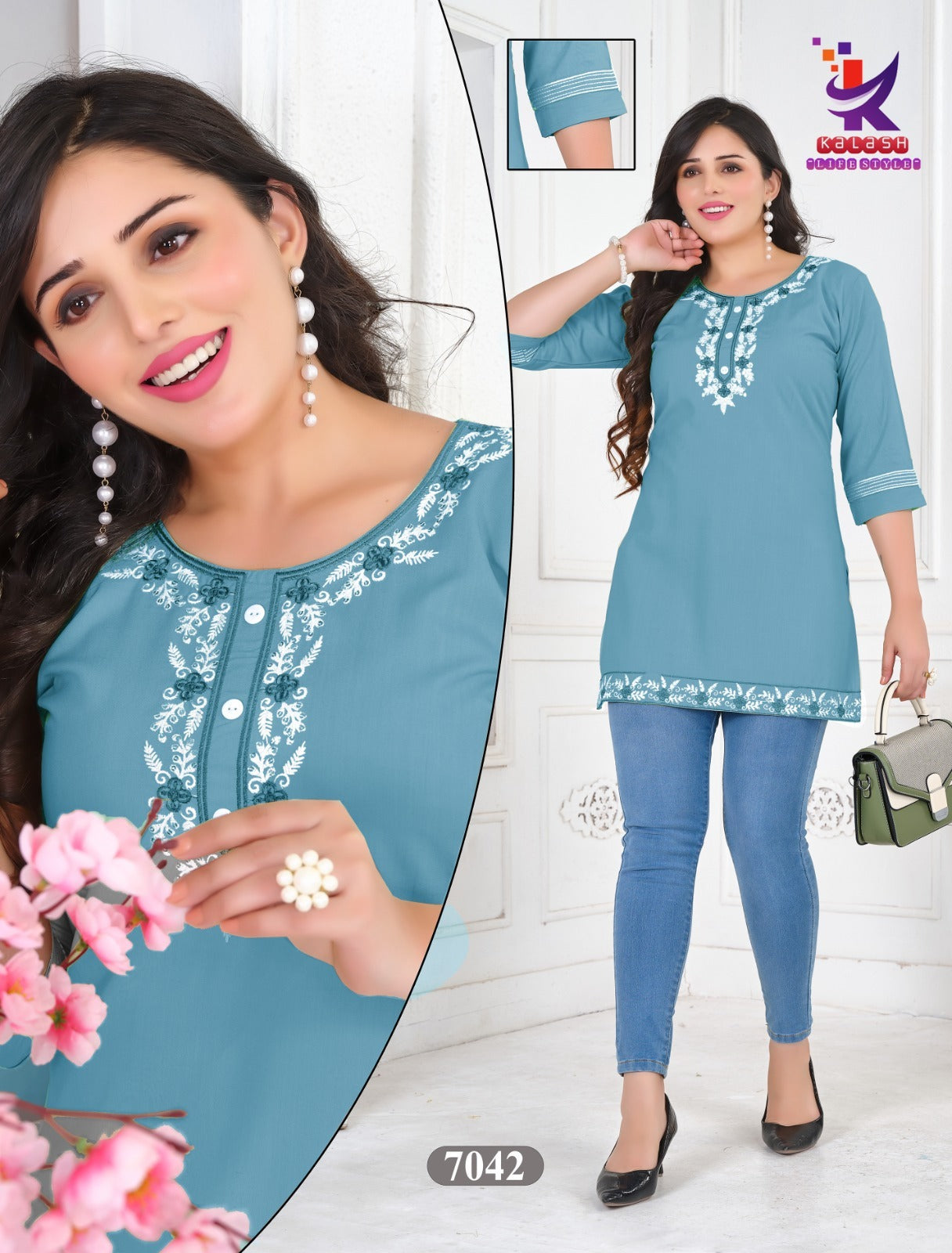 Wow Girl 4 Mlm Kalash Lifestyle Rayon 22Kg Short Kurtis Exporter Gujarat