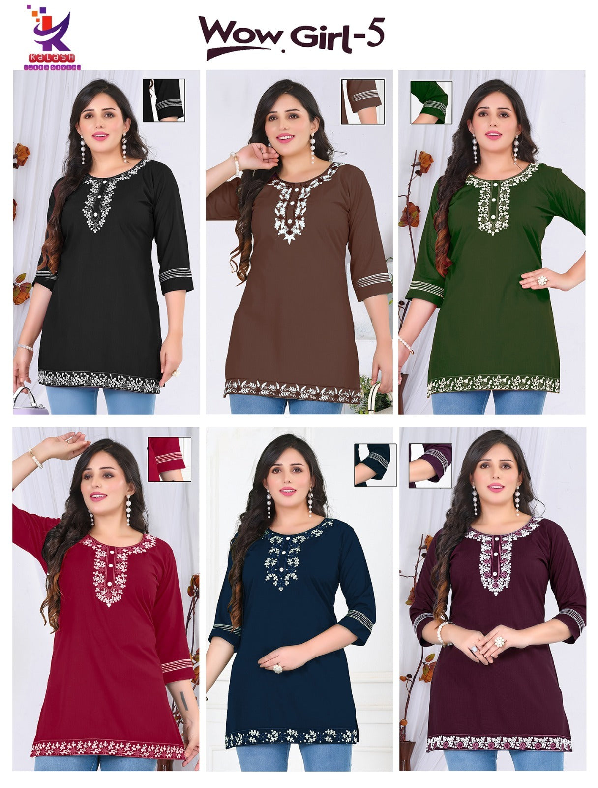 Wow Girl 5 Mlm Kalash Lifestyle Rayon 22Kg Short Kurtis Wholesaler India