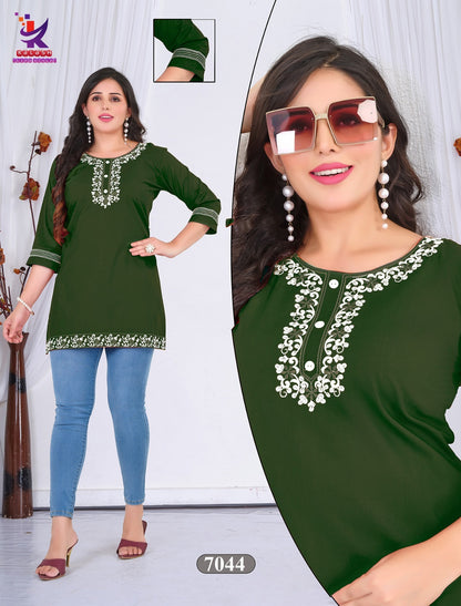 Wow Girl 5 Mlm Kalash Lifestyle Rayon 22Kg Short Kurtis Wholesaler India