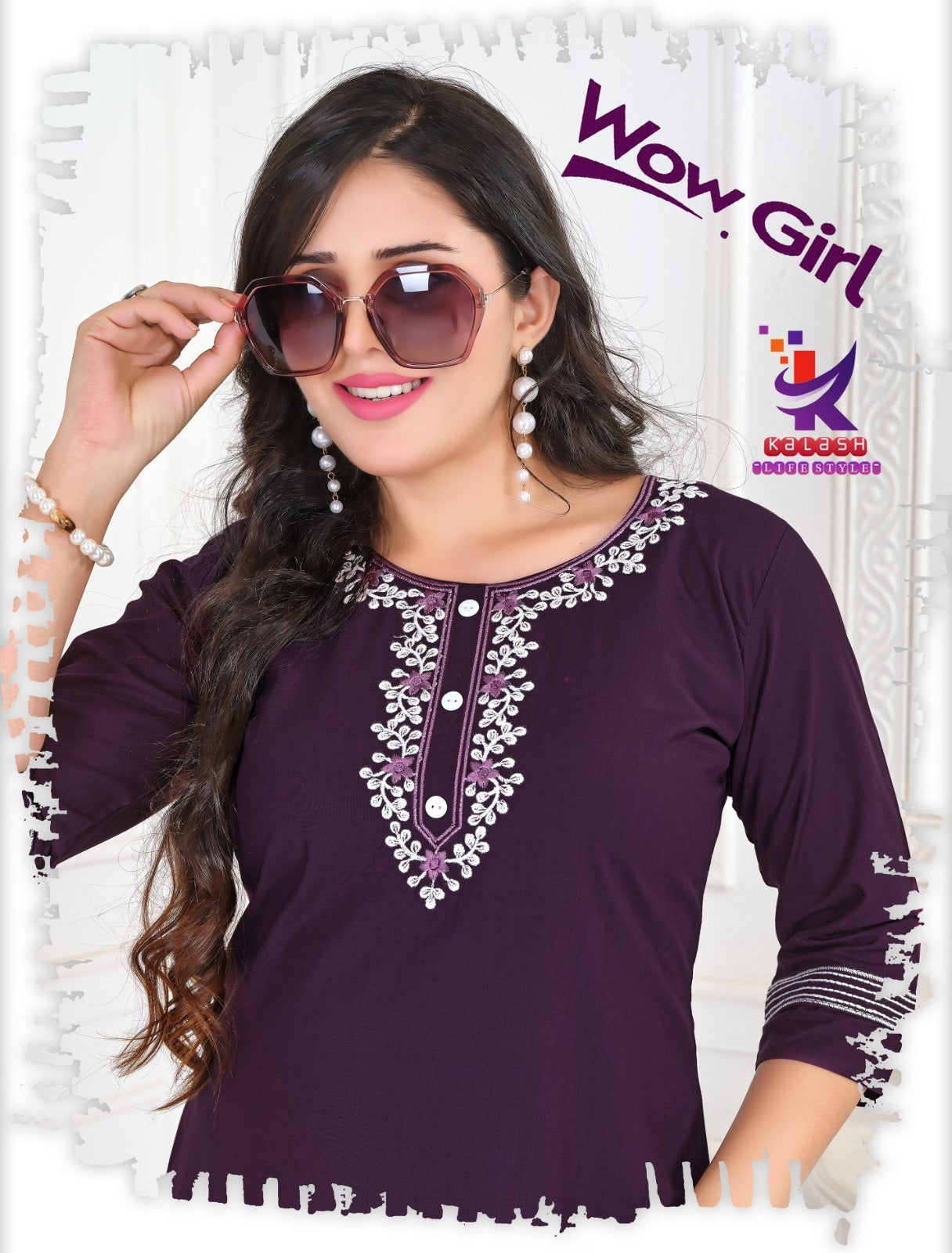 Wow Girl Mlm Kalash Lifestyle Rayon 22Kg Short Kurtis Wholesaler Gujarat