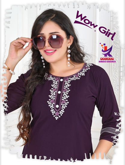 Wow Girl Mlm Kalash Lifestyle Rayon 22Kg Short Kurtis Wholesaler Gujarat