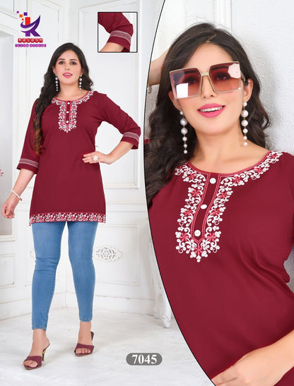 Wow Girl Mlm Kalash Lifestyle Rayon 22Kg Short Kurtis Wholesaler Gujarat