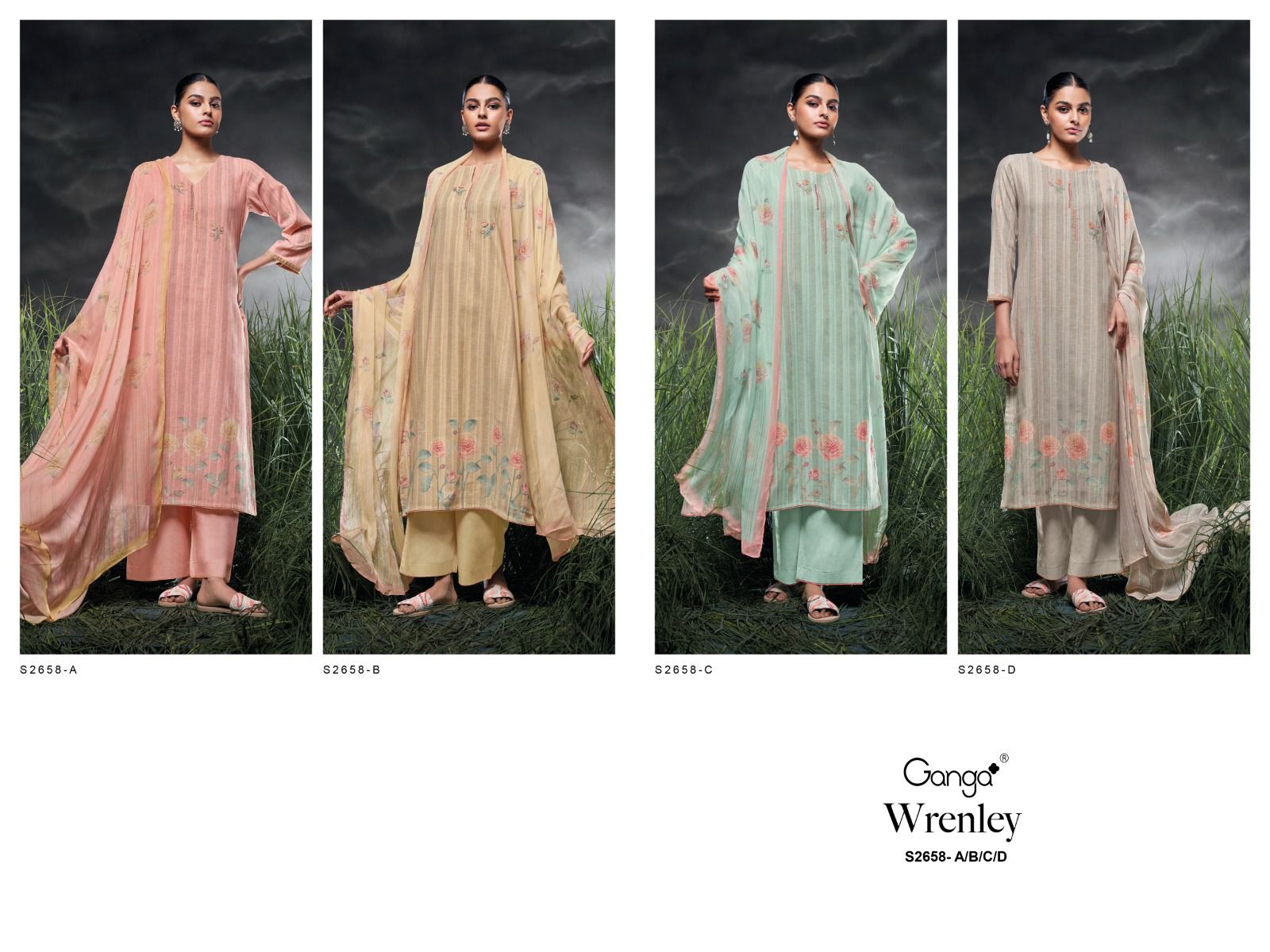 Wrenley 2658 Ganga Jacquard Plazzo Style Suits Manufacturer India