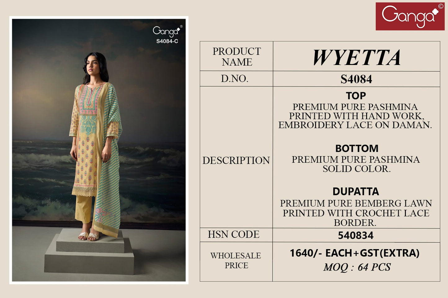 Wyetta Ganga Pashmina Suits Supplier
