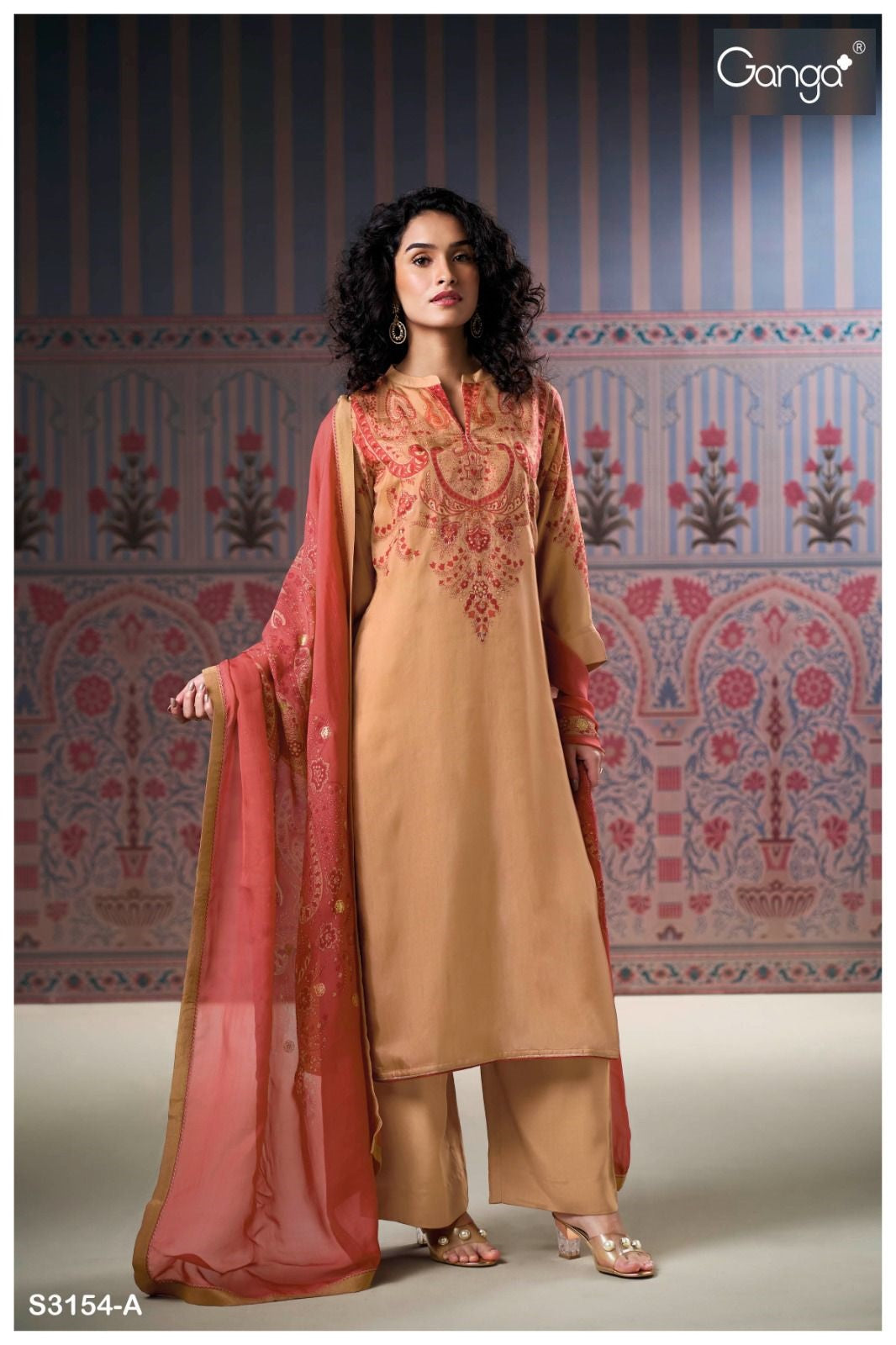 Wynda 3154 Ganga Habutai Silk Plazzo Style Suits Wholesale Rate