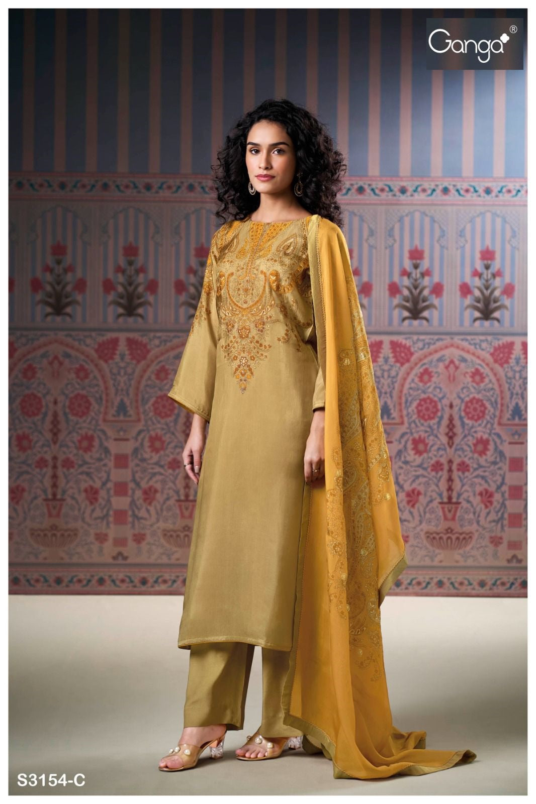 Wynda 3154 Ganga Habutai Silk Plazzo Style Suits Wholesale Rate