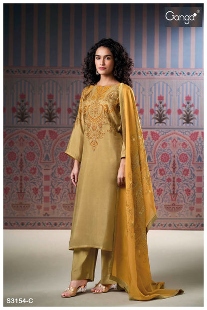 Wynda 3154 Ganga Habutai Silk Plazzo Style Suits Wholesale Rate