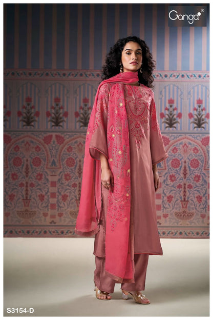 Wynda 3154 Ganga Habutai Silk Plazzo Style Suits Wholesale Rate