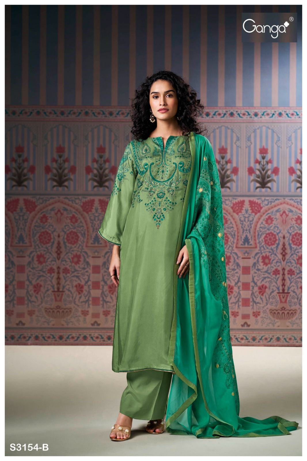 Wynda 3154 Ganga Habutai Silk Plazzo Style Suits Wholesale Rate