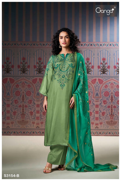 Wynda 3154 Ganga Habutai Silk Plazzo Style Suits Wholesale Rate
