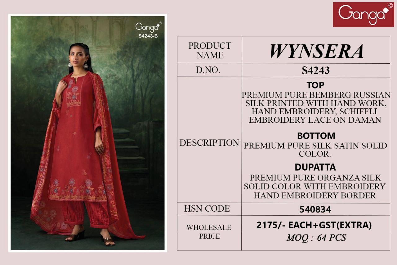 Wynsera 4243 Ganga Pure Bemberg Salwar Suits Supplier Gujarat