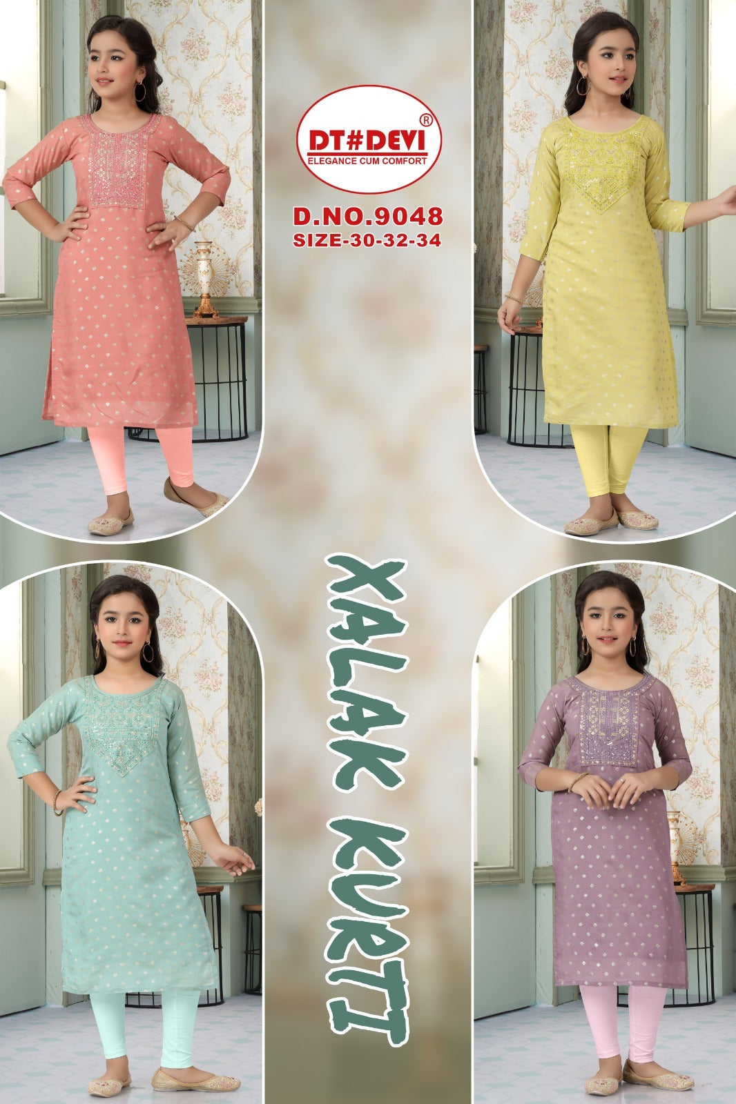 Xalak Dn 9048 Dt Devi Roman Girls Kurti Supplier Ahmedabad
