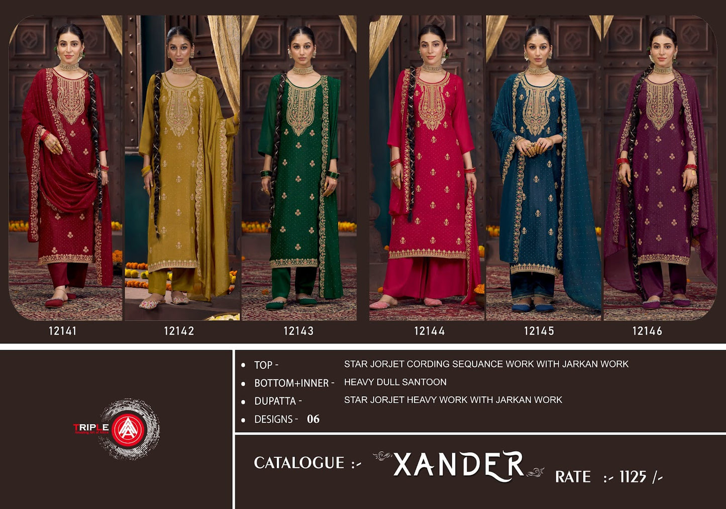 Xander Triple Aaa Georgette Plazzo Style Suits Wholesaler India