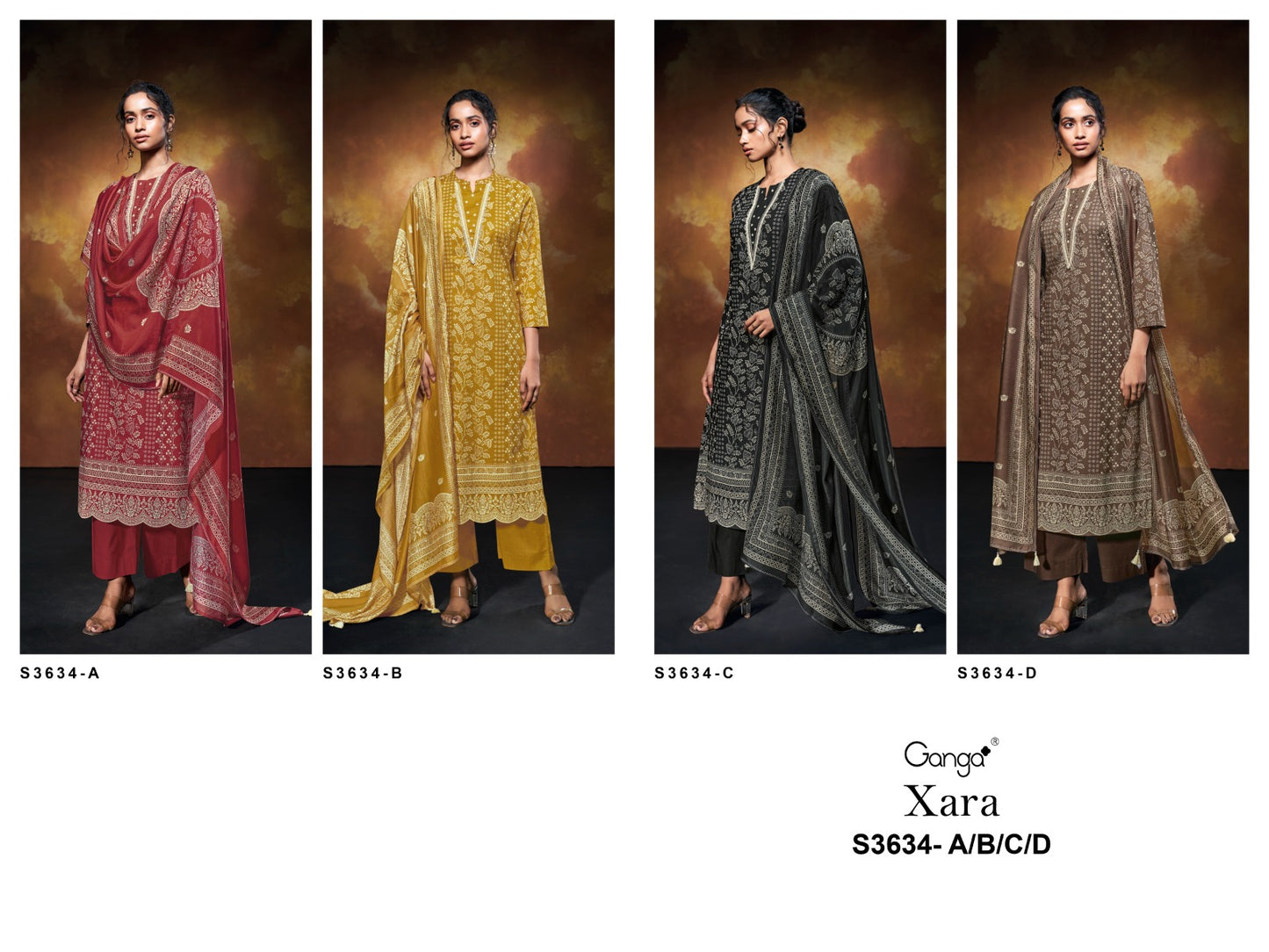 Xara 3634 Ganga Premium Cotton Plazzo Style Suits Wholesale Price