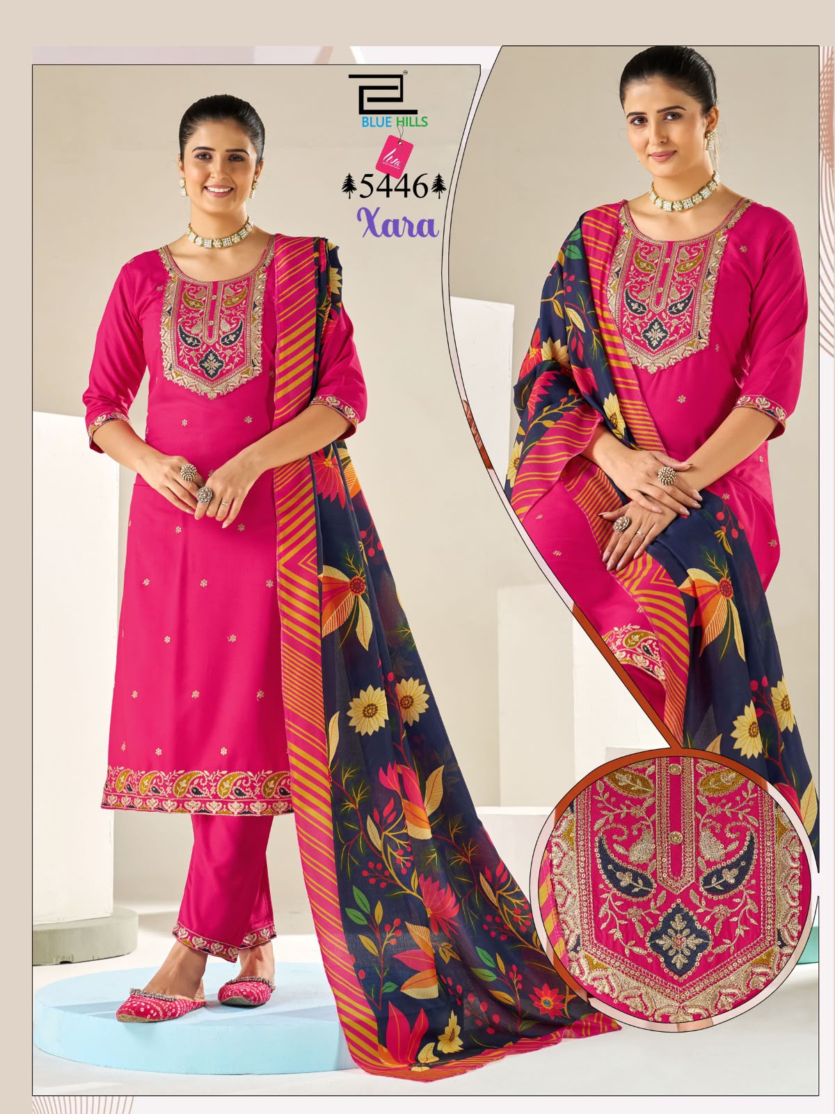 Xara Blue Hills Rayon Readymade Pant Style Suits Supplier Ahmedabad