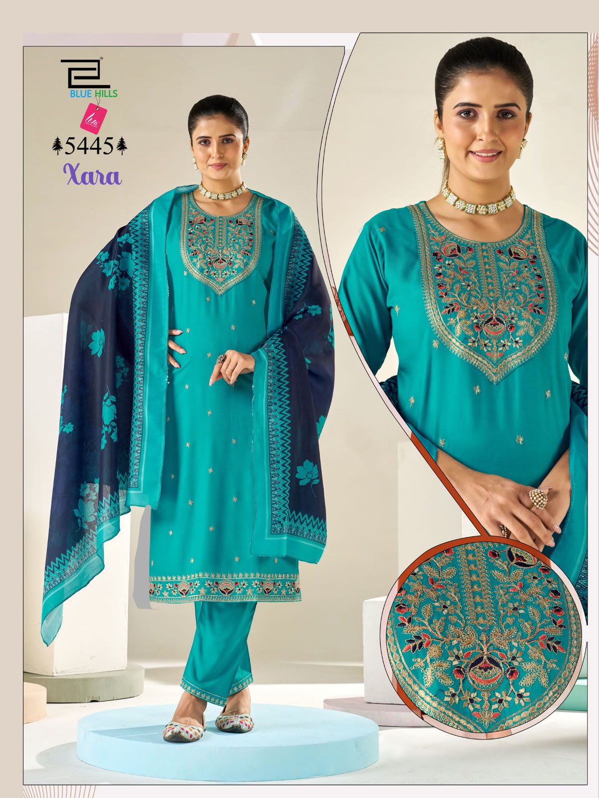 Xara Blue Hills Rayon Readymade Pant Style Suits Supplier Ahmedabad