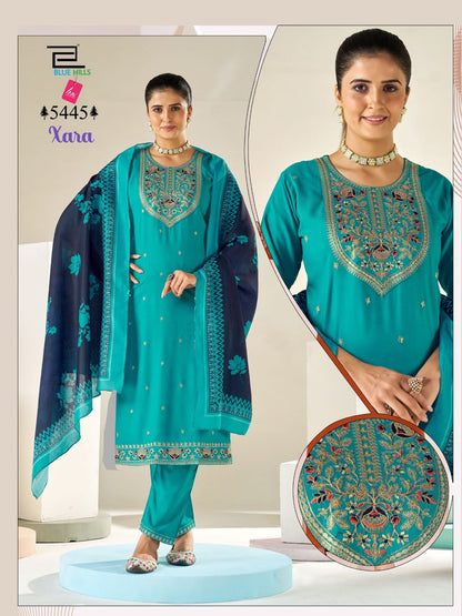 Xara Blue Hills Rayon Readymade Pant Style Suits Supplier Ahmedabad