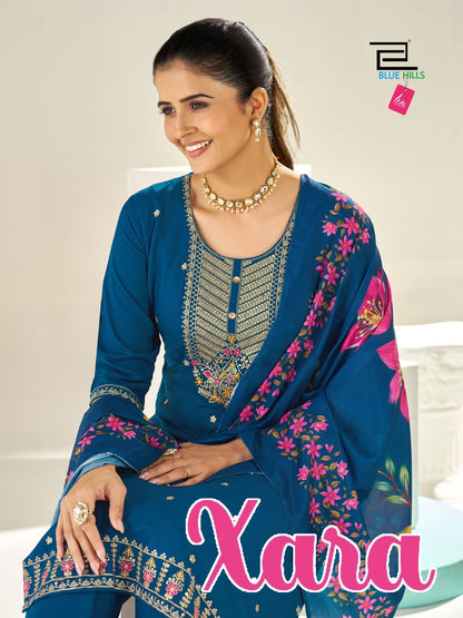 Xara Blue Hills Rayon Readymade Pant Style Suits Supplier Ahmedabad