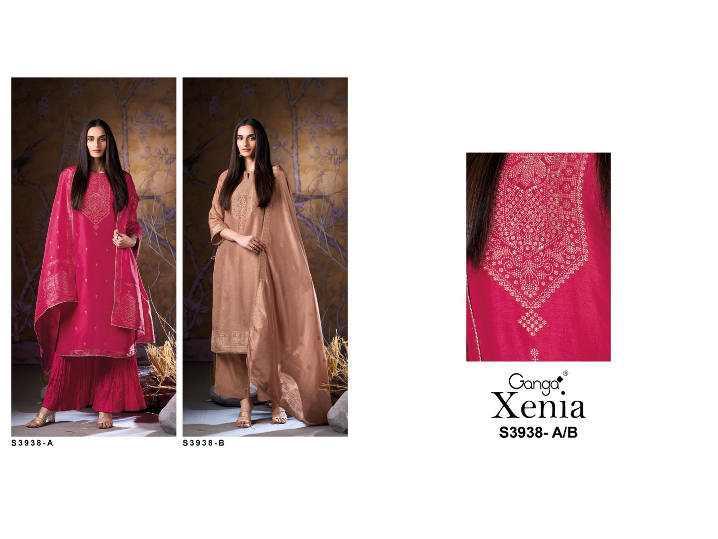 Xenia 3938 Ganga Russian Silk Plazzo Style Suits Exporter Gujarat