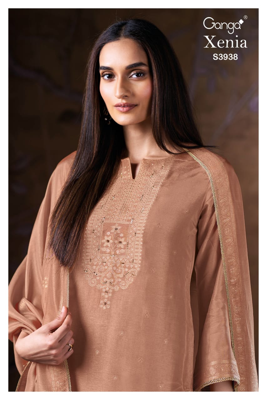 Xenia 3938 Ganga Russian Silk Plazzo Style Suits Exporter Gujarat