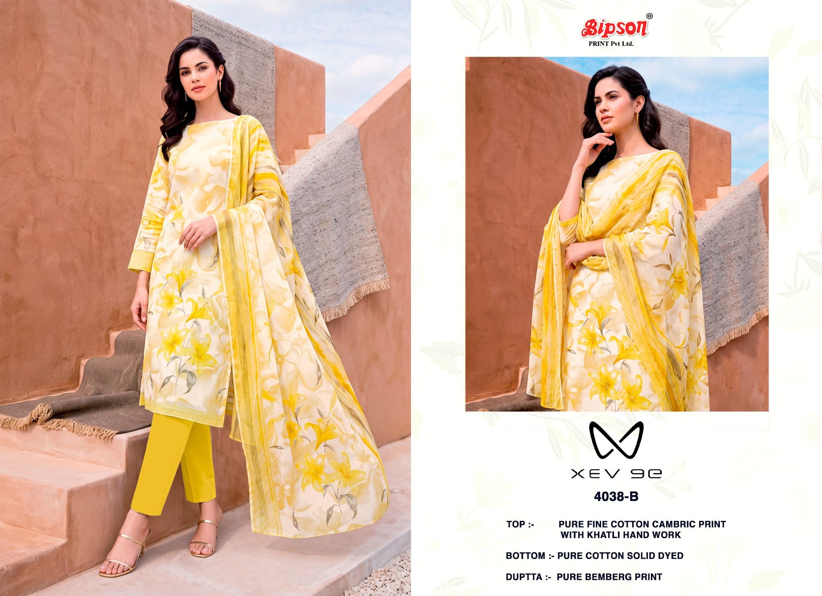 Xev 9E 4038 Bipson Prints Cotton Cambric Pant Style Suits Wholesaler India