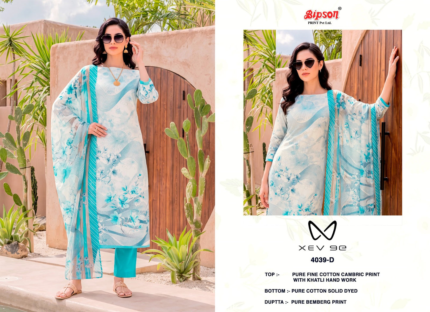 Xev 9E 4039 Bipson Prints Cotton Cambric Pant Style Suits Manufacturer India