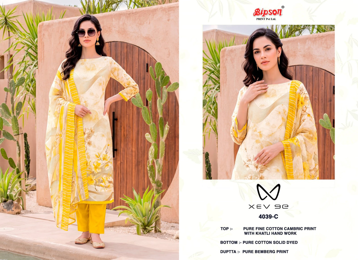Xev 9E 4039 Bipson Prints Cotton Cambric Pant Style Suits Manufacturer India