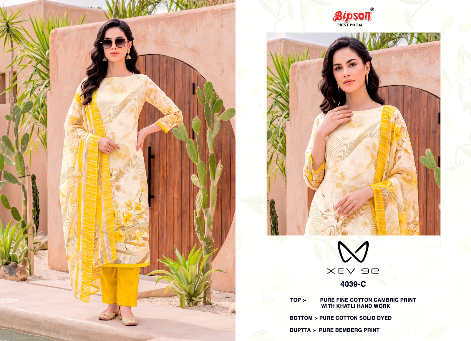 Xev 9E 4039 Bipson Prints Cotton Cambric Pant Style Suits Manufacturer India