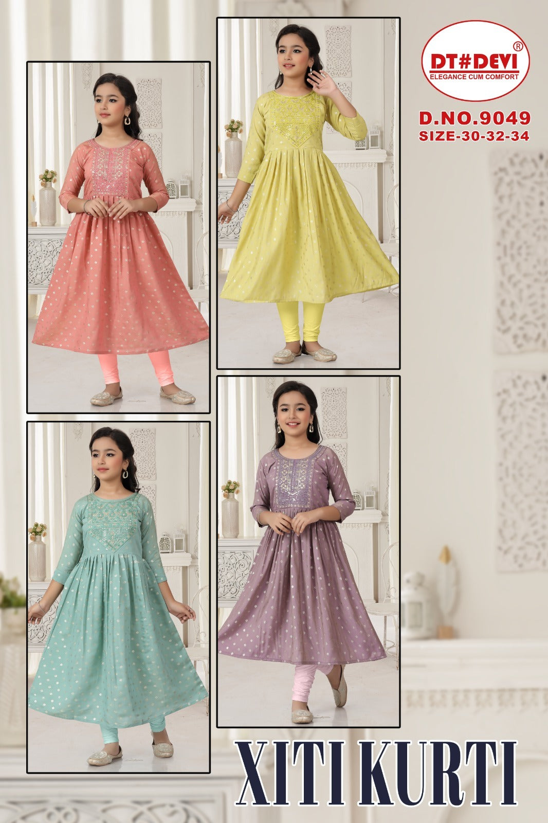 Xiti Dn 9049 Dt Devi Roman Girls Anarkali Kurti Manufacturer Ahmedabad