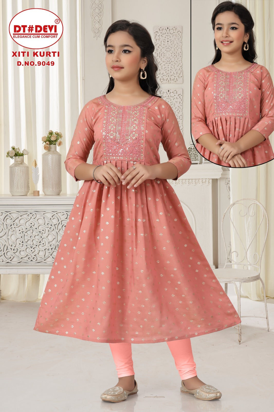 Xiti Dn 9049 Dt Devi Roman Girls Anarkali Kurti Manufacturer Ahmedabad