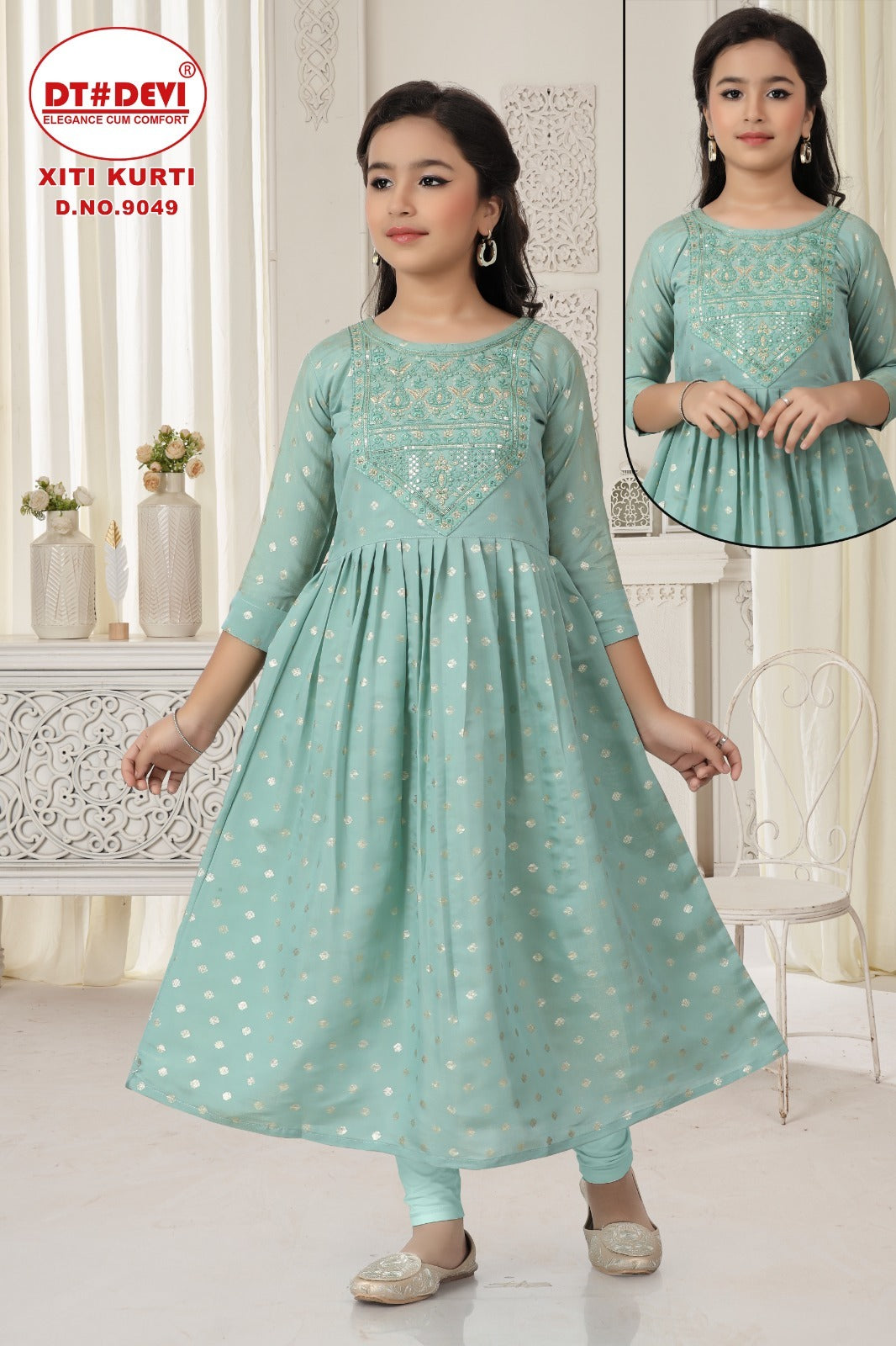 Xiti Dn 9049 Dt Devi Roman Girls Anarkali Kurti Manufacturer Ahmedabad