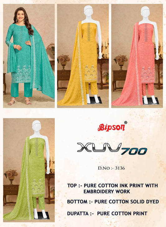 Xuv700 3136 Bipson Prints Pure Cotton Pant Style Suits Supplier Gujarat