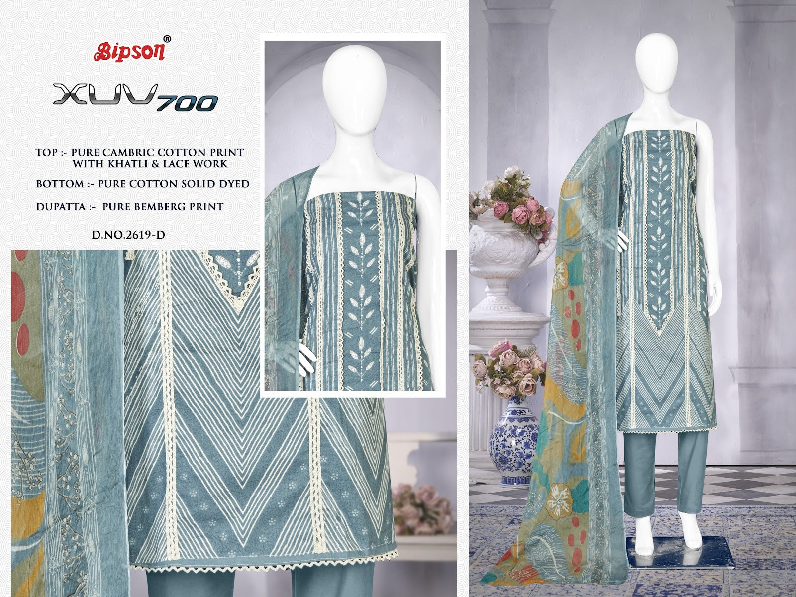 Xuv 2619 Bipson Prints Cambric Cotton Pant Style Suits Wholesaler