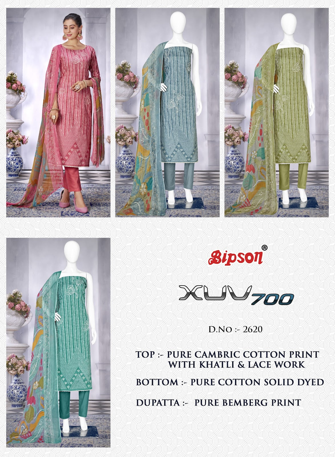 Xuv 2620 Bipson Prints Cambric Cotton Pant Style Suits Exporter