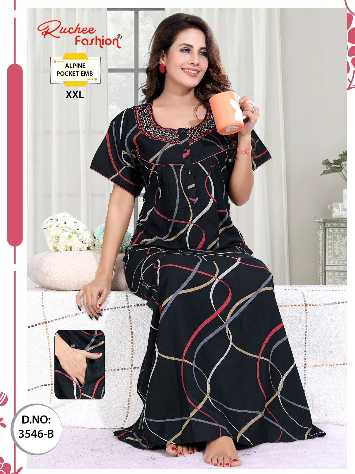 Xxl Alpine Ruchee Fashion Night Gowns Supplier Gujarat