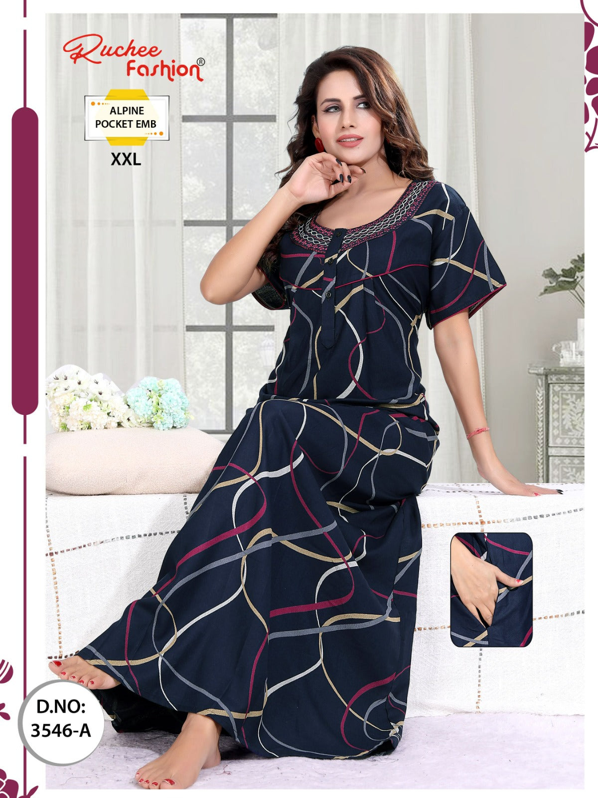 Xxl Alpine Ruchee Fashion Night Gowns Supplier Gujarat