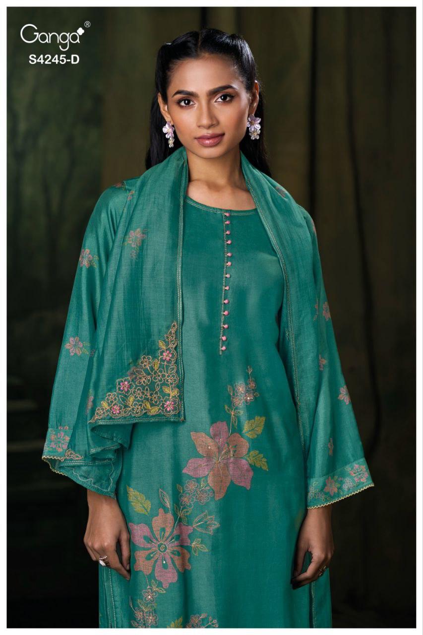 Xylah 4245 Ganga Pure Bemberg Plazzo Style Suits Wholesaler