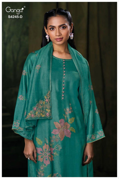 Xylah 4245 Ganga Pure Bemberg Plazzo Style Suits Wholesaler