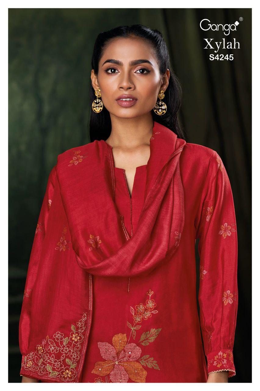Xylah 4245 Ganga Pure Bemberg Plazzo Style Suits Wholesaler