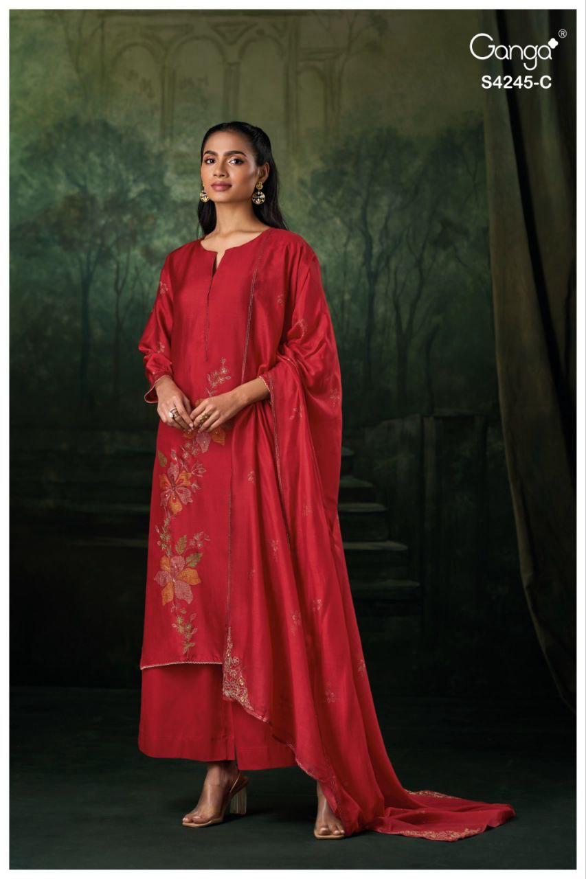 Xylah 4245 Ganga Pure Bemberg Plazzo Style Suits Wholesaler