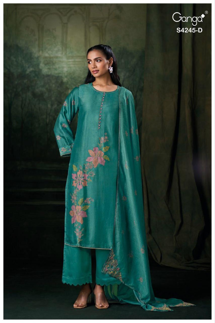 Xylah 4245 Ganga Pure Bemberg Plazzo Style Suits Wholesaler